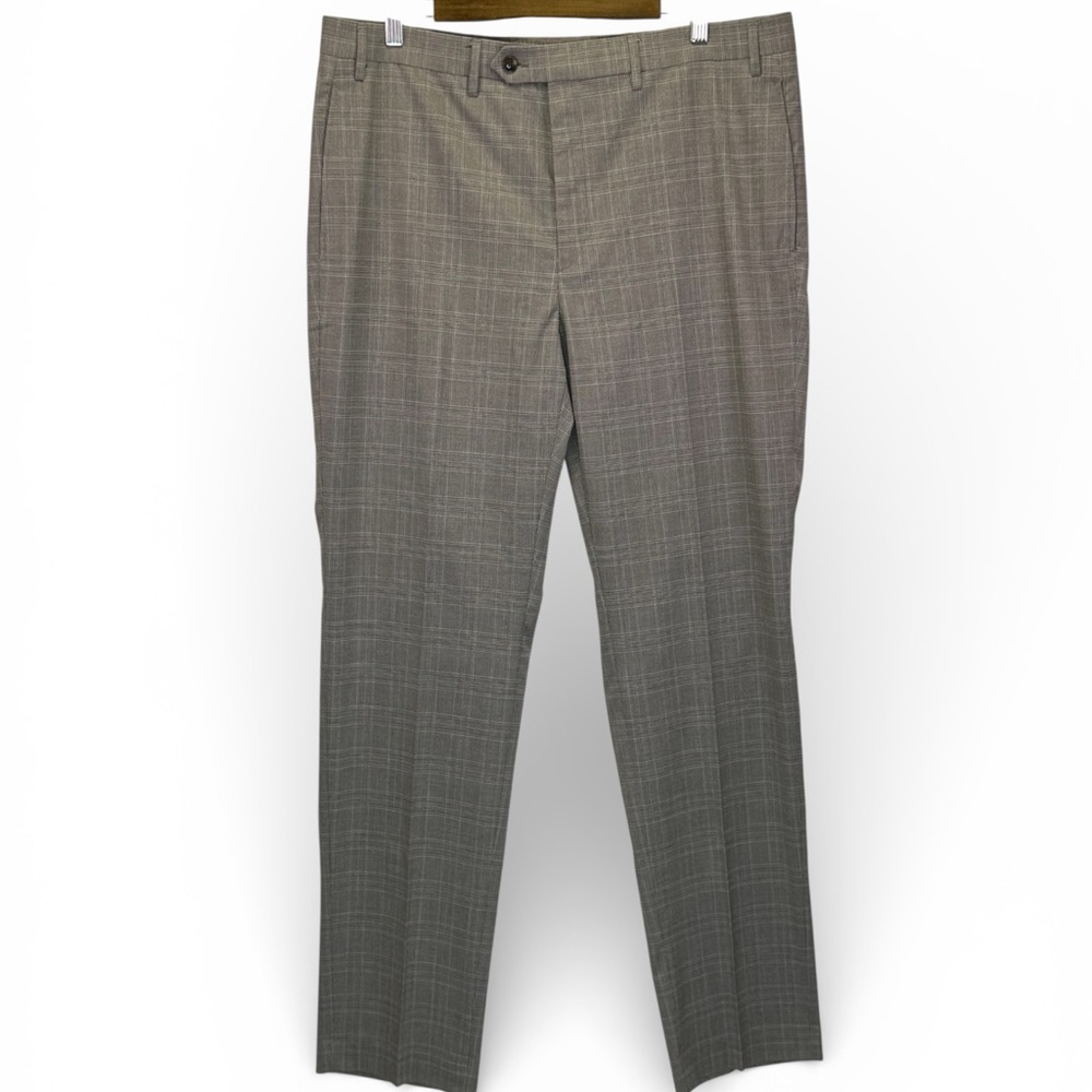 Michael Kors Men's Classif Fit Stretch Plaid Dress Pants Taupe Size 38x34 NWT